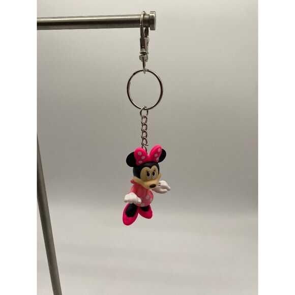 Upcycled Disney Minnie Mouse Figurine Keychain: Vintage Toy Charm for Purses - Picture 1 of 4